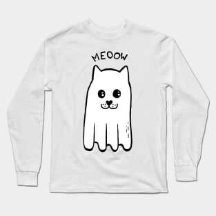 Meoow Cat Ghost Long Sleeve T-Shirt